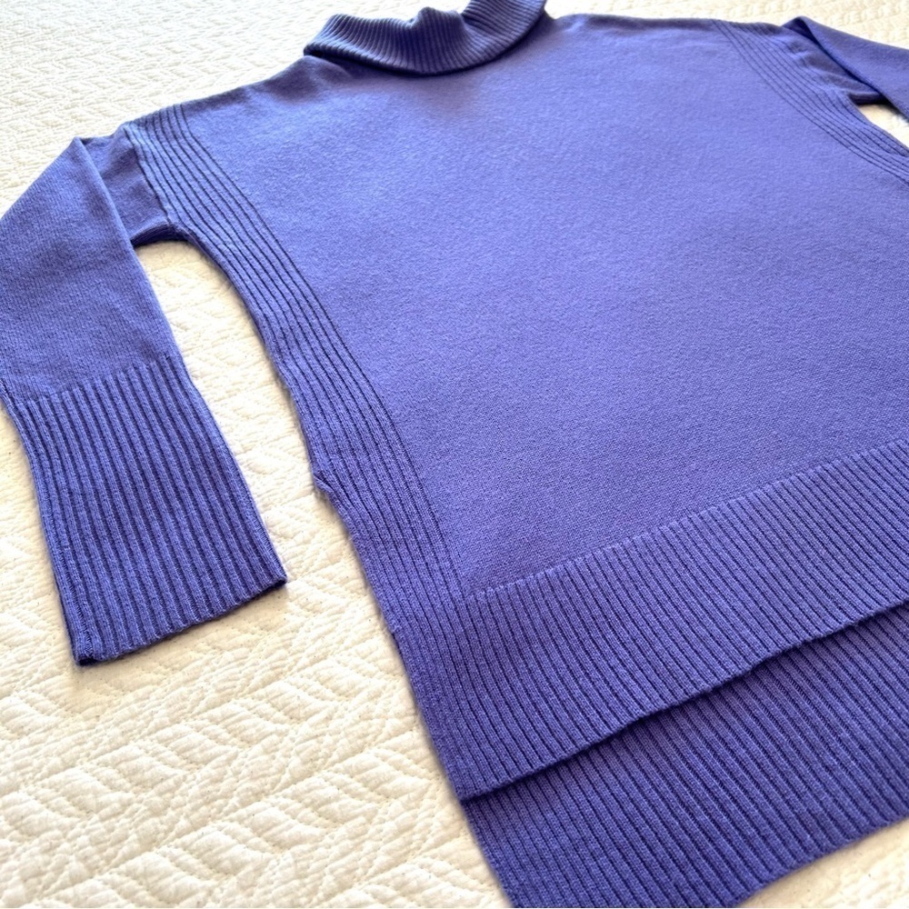 Diane Von Furstenberg High Neck Wool/Cashmere Lavender Tunic Sweater Size XS - Picture 4 of 14